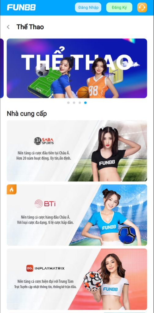 Bảng kèo sảnh thể thao Fun88 với các trận đấu trong ngày